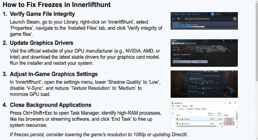 how to fix freezes in the innerlifthunt game