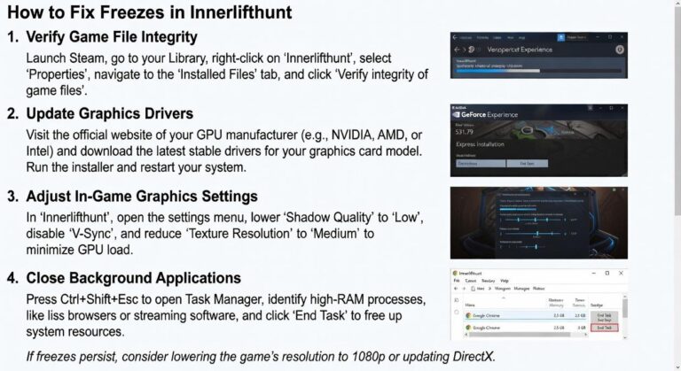 how to fix freezes in the innerlifthunt game